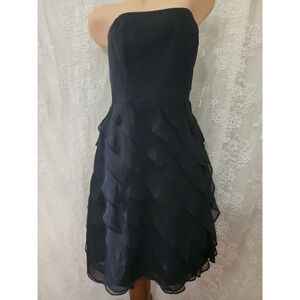 WHITE HOUSE BLACK MARKET Cocktail Dress BLACK WHIMSICLE RUFFLE Formal WOMEN'S 6